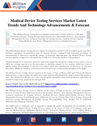 Medical Device Testing Services Market Latest Trends And Technology Advancements