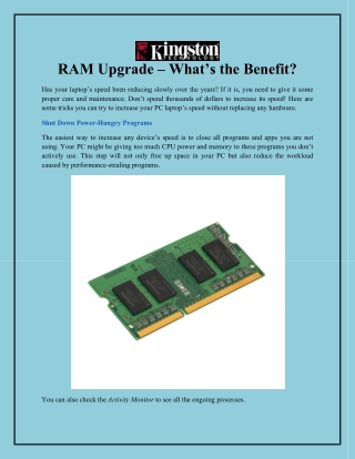 RAM Upgrade – What’s the Benefit