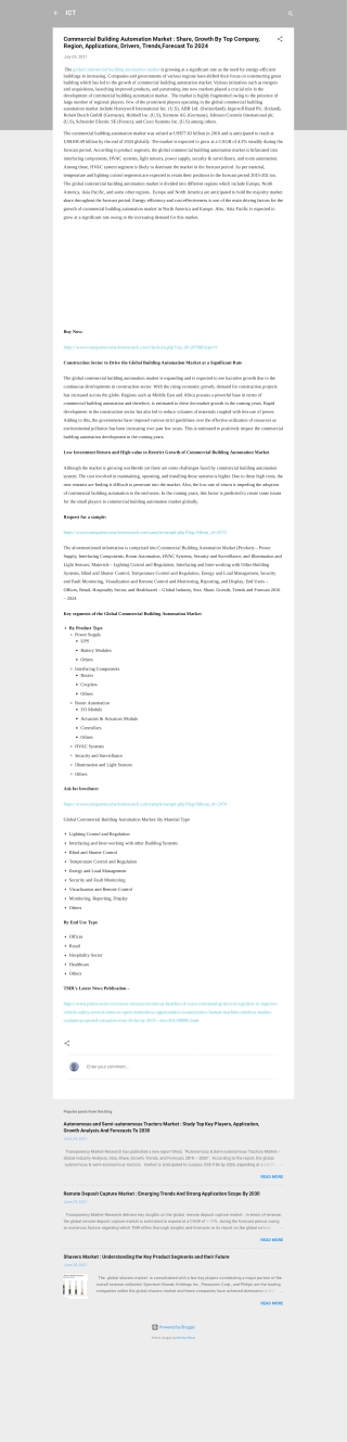 Commercial Building Automation Market, Size, Share, Growth, Trends 2024
