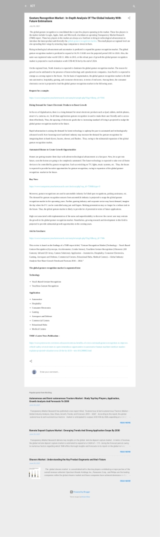 Gesture Recognition Market Segment, Trends, Size, Forecast, Analysis 2024