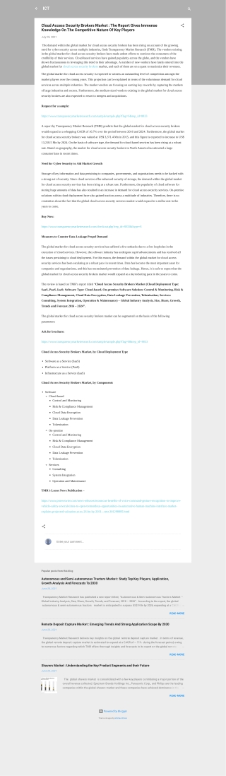 Cloud Access Security Brokers Market to reach US$ 13,218.5 Mn by 2024 - TMR