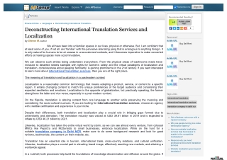 Deconstructing International Translation Services and Localization