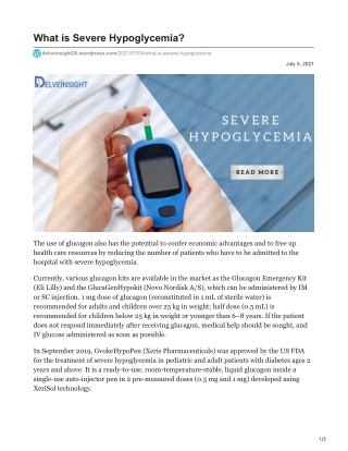 Severe Hypoglycemia Market