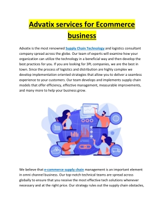 Advatix services for Ecommerce business