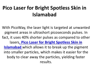 Pico Laser for Bright Spotless Skin in Islamabad