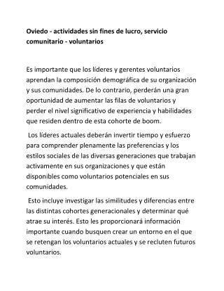 Oviedo - actividades sin fines de lucro, servicio comunitario - voluntarios