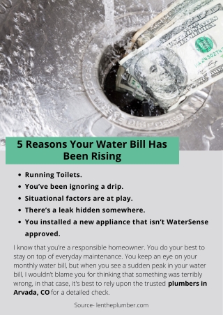 5 Reasons Your Water Bill Has Been Rising