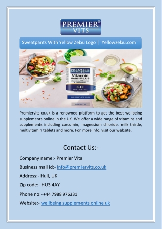 Wellbeing Supplements Online UK | Premiervits.co.uk