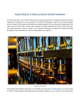 Subscribing to a hearty practice amidst lockdown