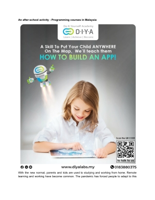An after-school activity - Programming courses in Malaysia