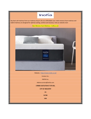 Best Memory Foam Mattress Inofia.co.uk