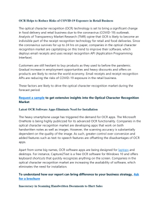 Optical Character Recognition Market