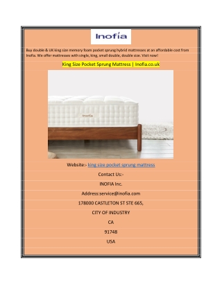 King Size Pocket Sprung Mattress Inofia.co.uk