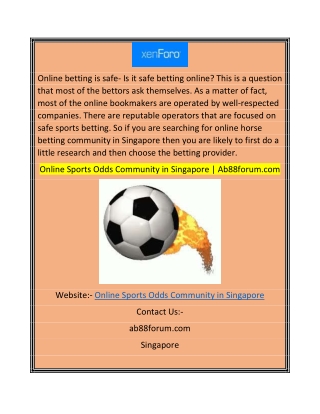 Online Sports Odds Community in Singapore