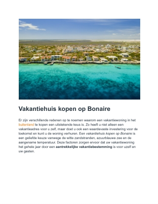 Vakantiehuis kopen op bonaire
