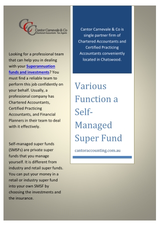 Various Function a Self-Managed Super Fund-converted