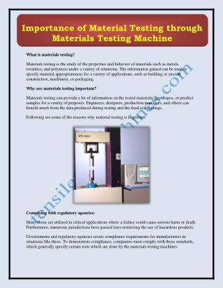 Importance of Material Testing through Materials Testing Machine