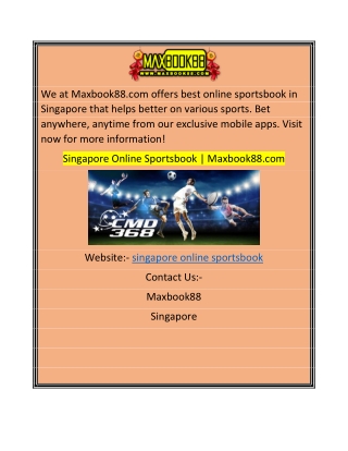 Singapore Online Sportsbook  Maxbook88.com