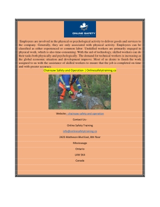 Chainsaw Safety and Operation  Onlinesafetytraining.ca