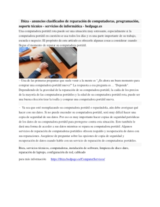 Ibiza - anuncios clasificados de reparación de computadoras, programación, soporte técnico - servicios de informática -