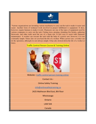 Traffic Control Person Course & Training Online