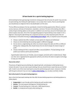 10 best books for a sports betting beginner