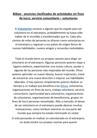 Bilbao - anuncios clasificados de actividades sin fines de lucro, servicio comun