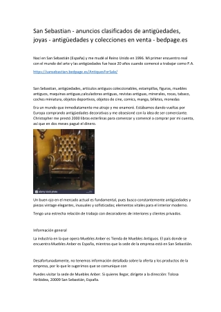 San Sebastian - anuncios clasificados de antigüedades, joyas - antigüedades y colecciones en venta - bedpage.es-converte