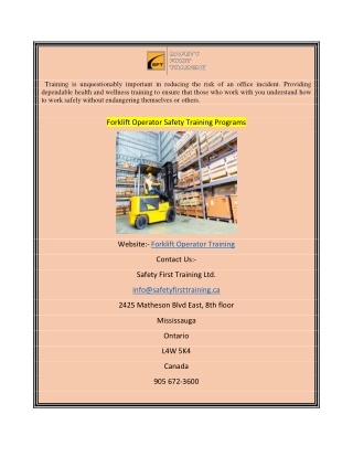 Forklift Operator Safety Training Programs