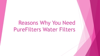 Reasons Why You Need PureFilters Water Filters