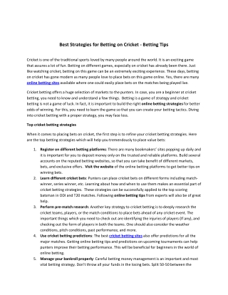Best Strategies for Betting on Cricket - Betting Tips