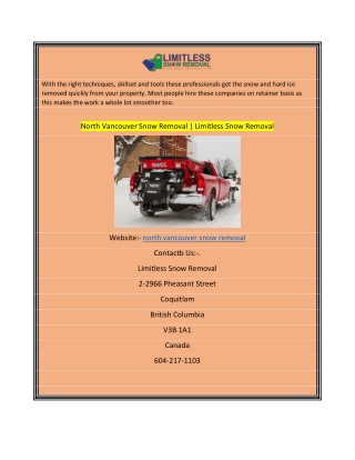 North Vancouver Snow Removal Limitless Snow Removal