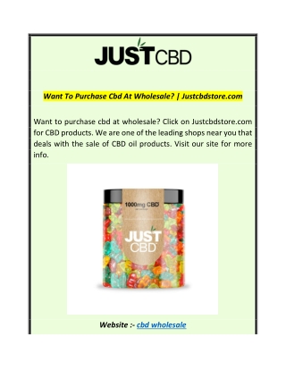 Want To Purchase Cbd At Wholesale? | Justcbdstore.com