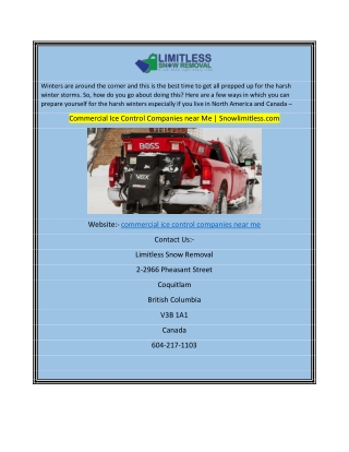 Commercial Ice Control Companies near Me Snowlimitless.com