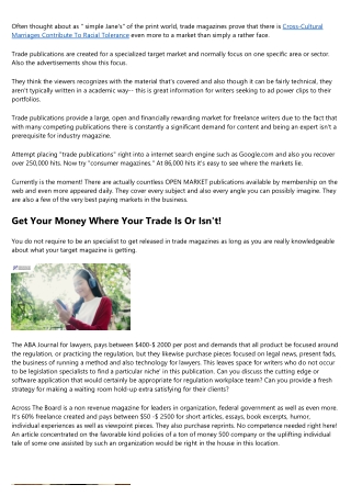 Trade Writing - for Cash! in 21st Century