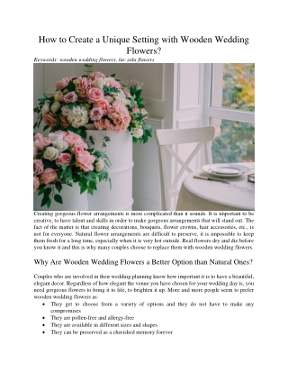 How to Create a Unique Setting with Wooden Wedding Flowers