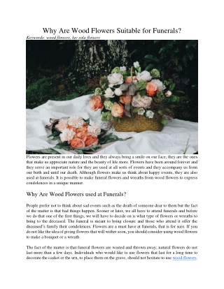 Why Are Wood Flowers Suitable for Funerals