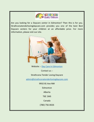 Day Care In Edmonton | Strathconatenderlovingdaycare.com