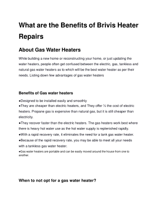Brivis Heater Repair Hoppers Crossing