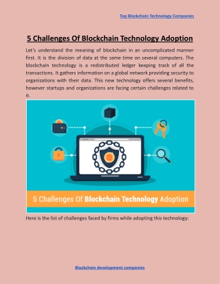 5 Challenges Of Blockchain Technology Adoption