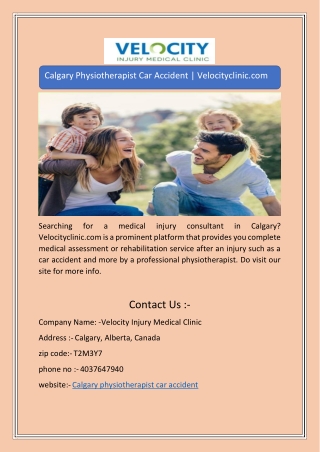 Calgary Physiotherapist Car Accident | Velocityclinic.com