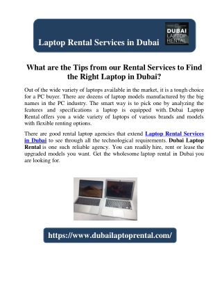 What are the Tips from our Rental Services to find the Right Laptop in Dubai?