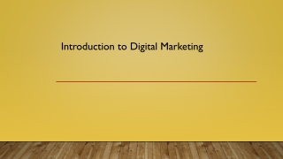 Introduction to Digital Marketing