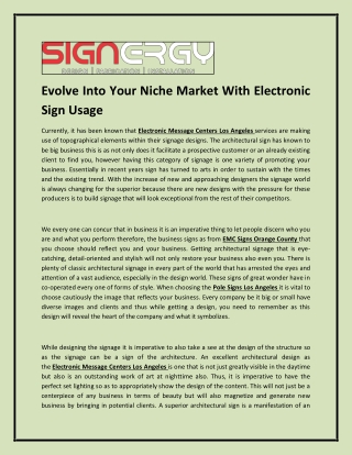 Evolve Into Your Niche Market With Electronic Sign Usage