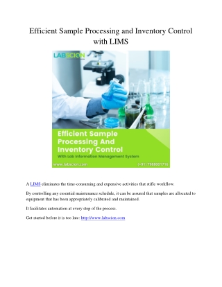 Efficient Sample Processing and Inventory Control with LIMS