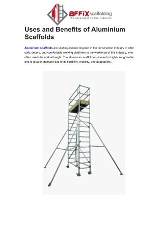 Uses and Benefits of Aluminium Scaffolds