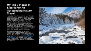 My Top 3 Places In Siberia For An Outstanding Nature Travel