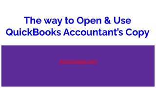The way to Open & Use QuickBooks Accountant’s Copy