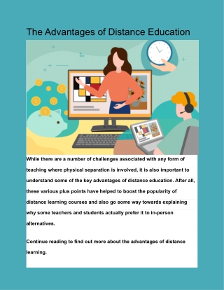 The Advantages of Distance Education