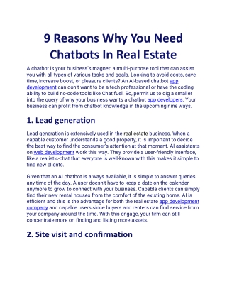 9 Reasons Why You Need Chatbots In Real Estate